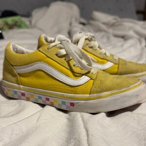 Vans Kids Yellow and White Sneakers with Colorful Sole